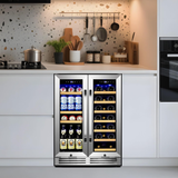 Model Name KMYL120-3-VT-1 24 Inch Upgraded Wine and Beverage Refrigerator– Dual Zone Beverage Cooler with Glass Door | Under Counter or Freestanding | Large Capacity, Advanced Cooling System & Carbon Purification