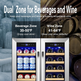 Model Name KMYL120-3-VT-1 24 Inch Upgraded Wine and Beverage Refrigerator– Dual Zone Beverage Cooler with Glass Door | Under Counter or Freestanding | Large Capacity, Advanced Cooling System & Carbon Purification