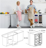 Wine and Beverage Refrigerator,24 Inch Dual Zone Fridge with Glass Door